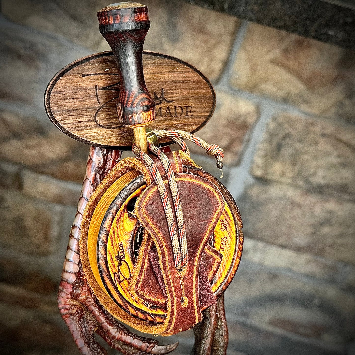 Brass slate pot call Osage orange