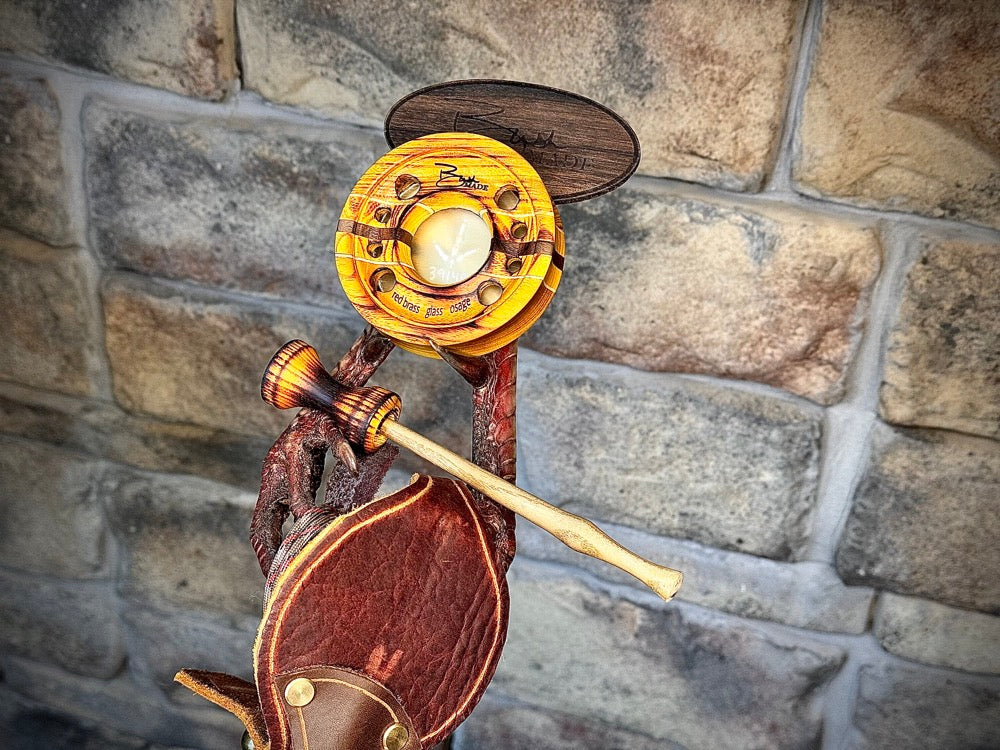 Red Brass over Glass in Osage Orange with Holly/ Walnut Accents Custom Pot Call