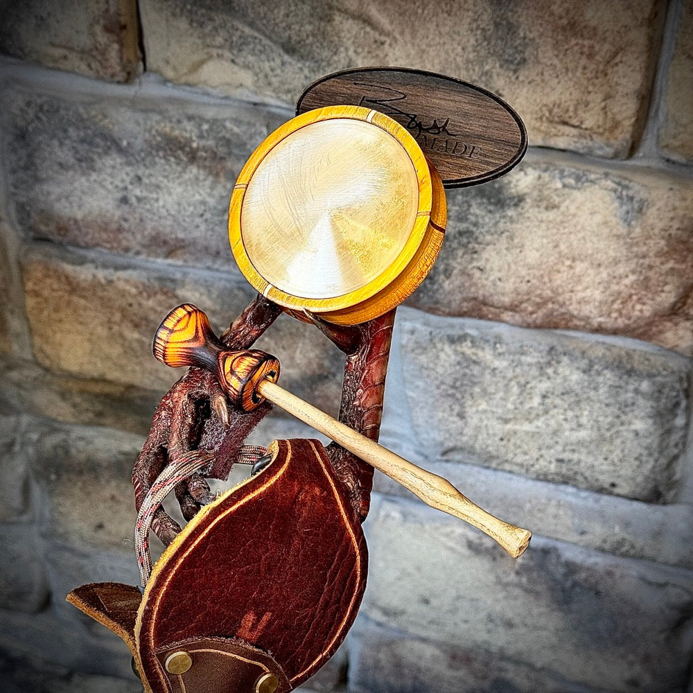 Bronze over Glass in Osage Orange Custom Pot Call w/ Cherry, Purpleheart, and Holly