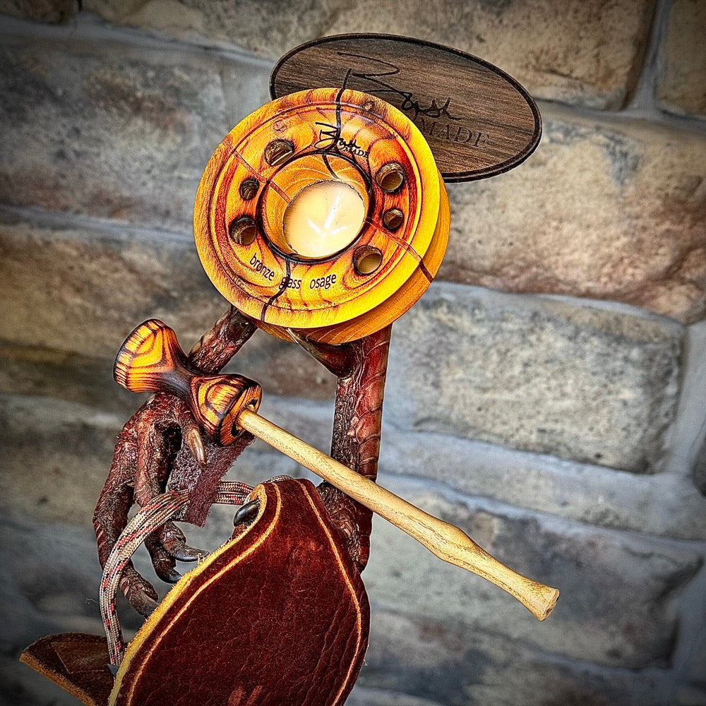 Bronze over Glass in Osage Orange Custom Pot Call w/ Cherry, Purpleheart, and Holly